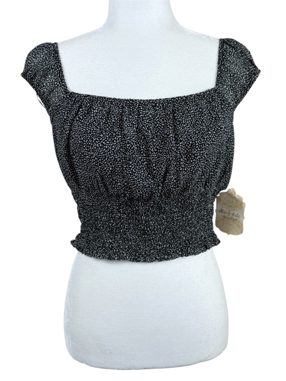 Altar’d State Crop Top Medium Black White Leopard